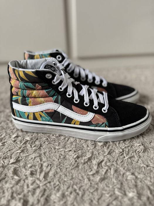 Buty sportowe trampki Vans Sk8 Hi czarne kwiaty