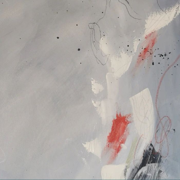 Quadro de tela original em acrílico, tons de azul