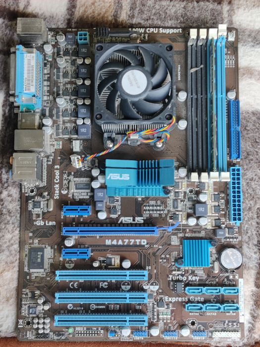 Материнська плата Asus M4A77TD + процесор AMD Phenom II+ оперативка