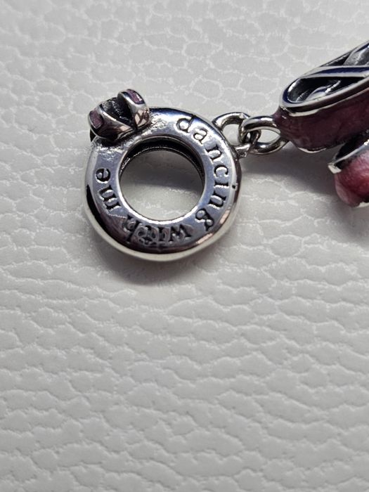 Nowy charms do bransoletki - srebro 925, baletki z napisem „dancing wi