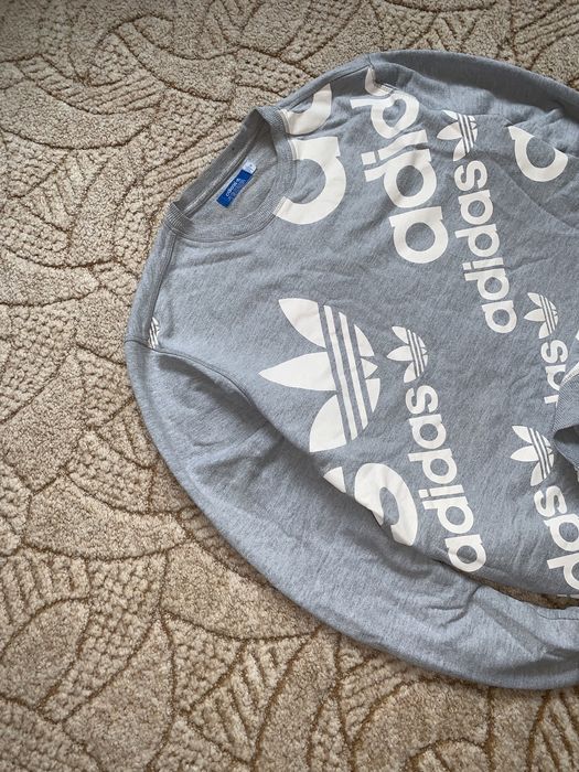 Серый винтажный  оригинальный свитшот кофта худи adidas адидас адик