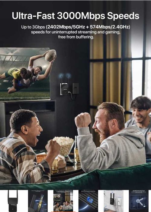 BrosTrend AX3000 Wzmacniacz Sygnału WiFi 6 5G 2402 Mbps 2,4 G 574