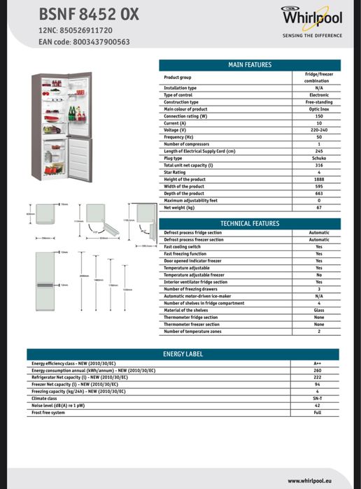 Frigorifico combinado whirlpool