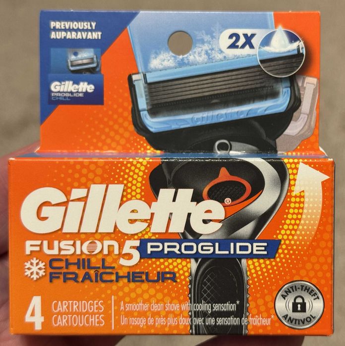 Лезвия оригинал из США Gillette Proglide SHIELD, Chill 4шт картриджи