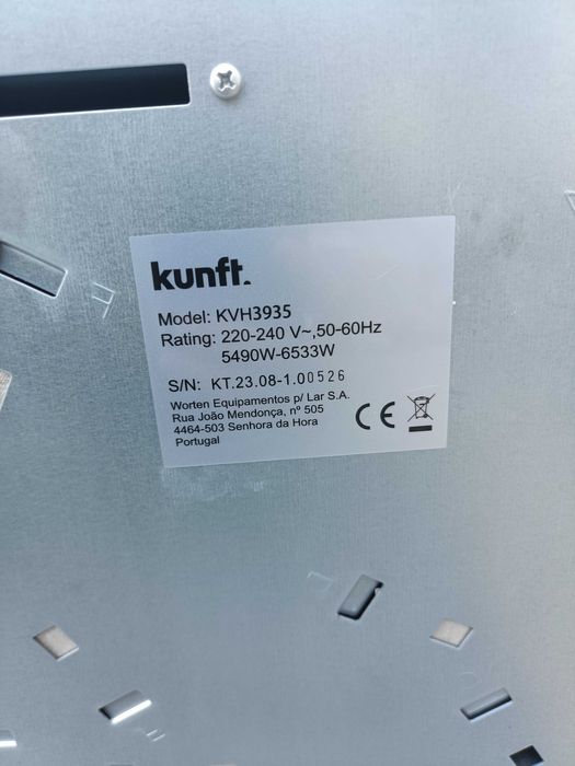 Placa vitrocerâmica kunft peças