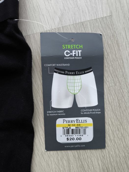Bokserki męskie obcisłe Perry Ellis. Rozm. M. Czarne. USA.