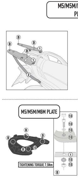 Kit GIVI SR1201  + BASE Top Case GIVI M5 Honda Transalp XL750