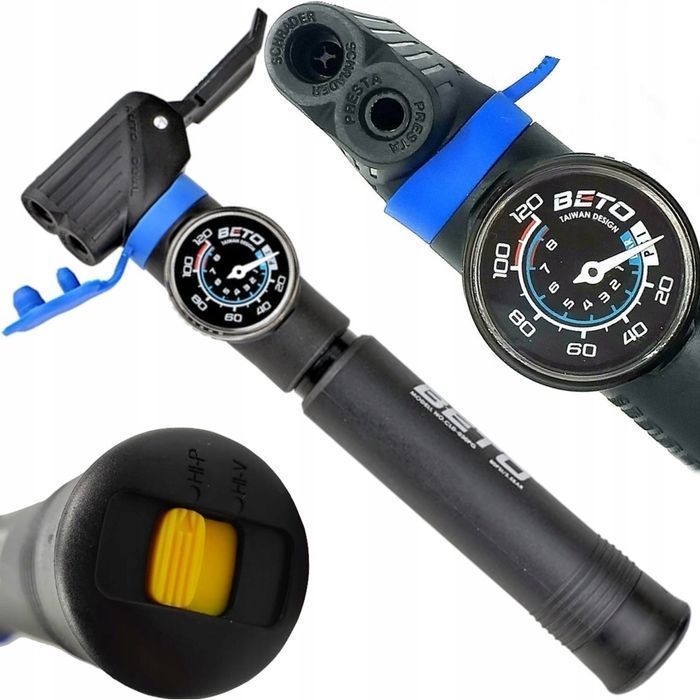 Beto CLD-030PG pompka mini manometr 2 głowice AV/DV/FV 8 BAR