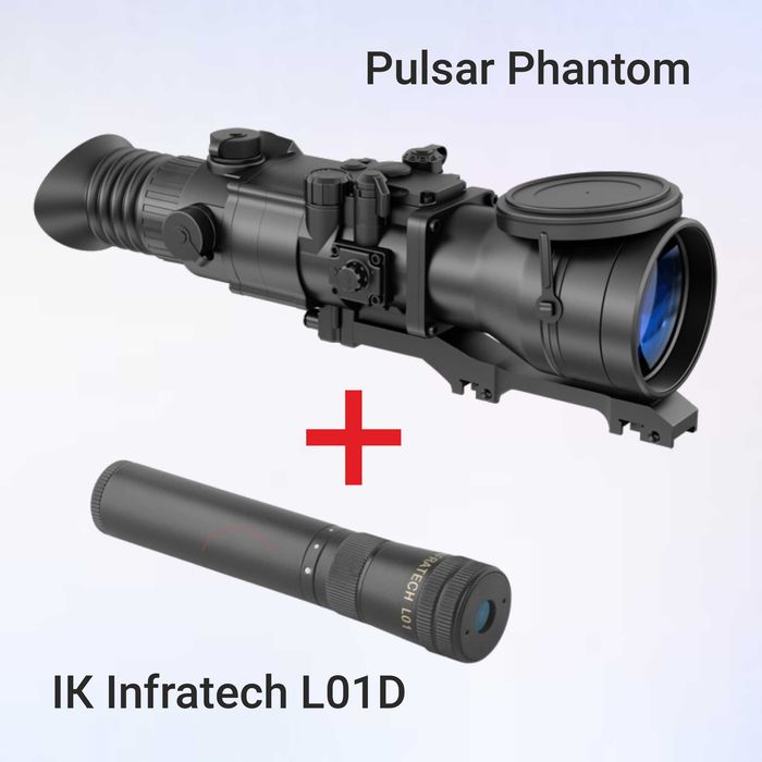 Приціл нічного бачення Pulsar Phantom 4x60BW + ІК Infratech L01D 50мВт