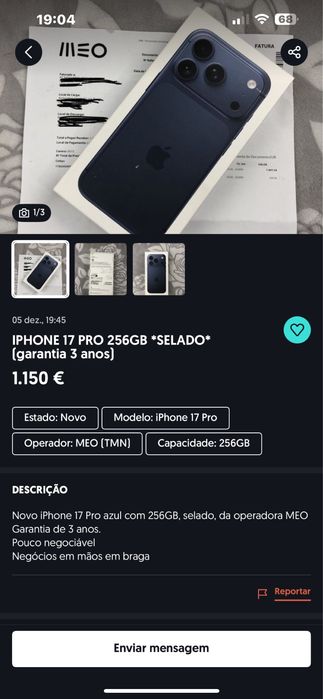 Iphone 17 pro 256 gb