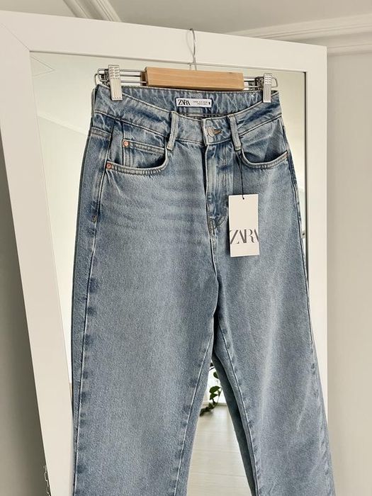 Джинси Zara straight fit прямі джинси з необробленим краєм