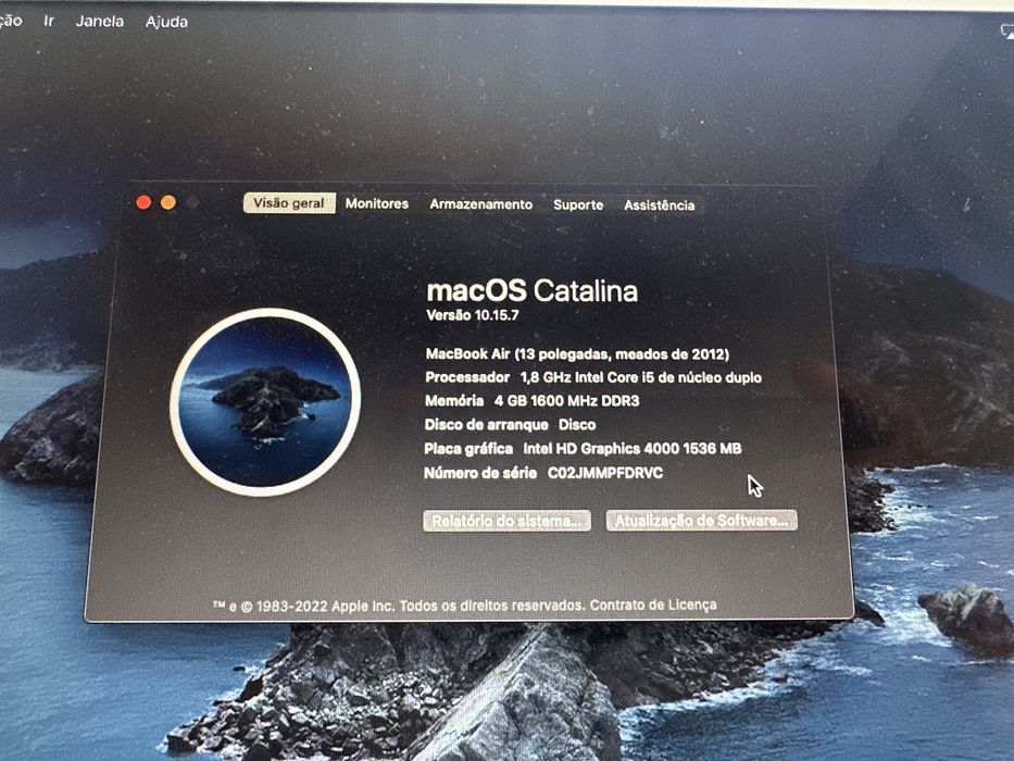 Macbook air 13 core i5 2012 com SSD