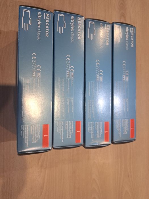 Zestaw 400 szt  Rękawiczki nitrylowe bezpudrowe L niebieskie 400 szt.