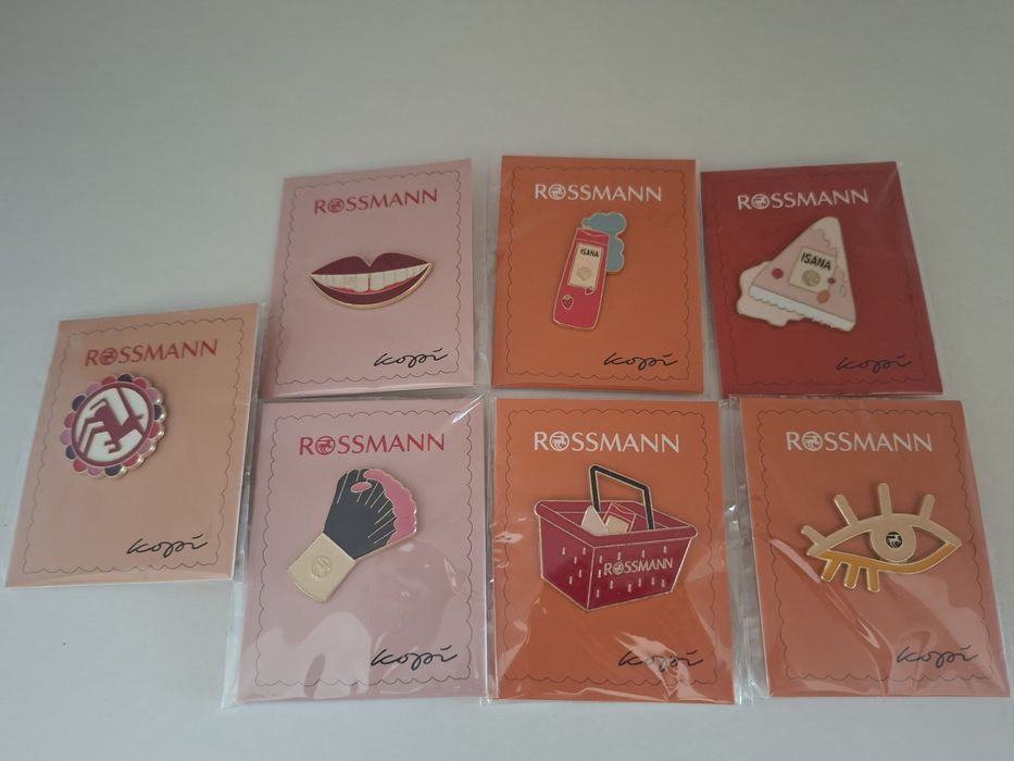 Pin piny Rossmann komplet 7szt