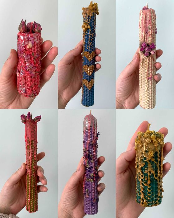 Аромасвічки ручної роботи з натурального бджолиного воску