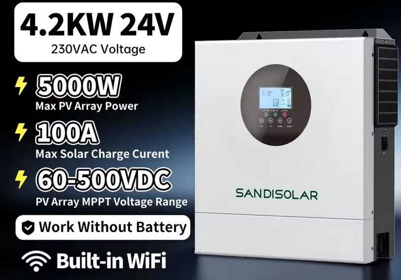 Inversor solar híbrido 4,2kW 24V Wi-Fi Embutido