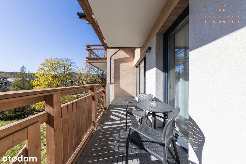 widok na basen | inwestycja | balkon |własna sauna