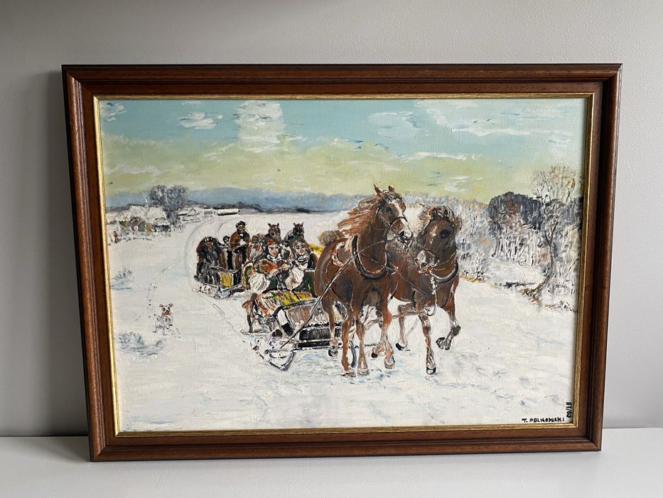 Obraz olejny ręcznie malowany w ramie