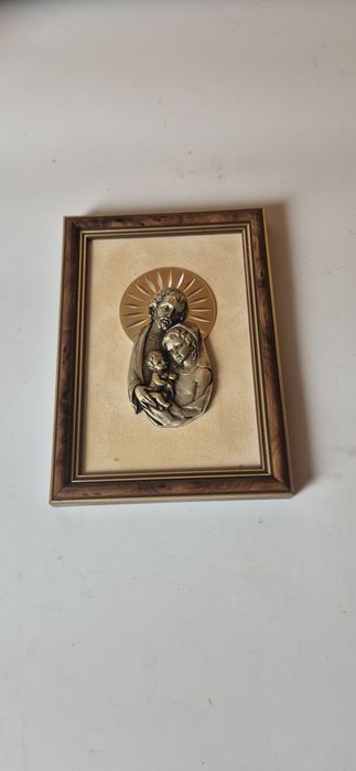 Stary obrazek Święta Rodzina relief T15