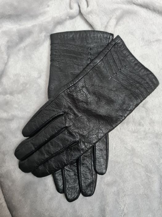 Skórzane rekawiczki KLAUDIA rozm. L czarne