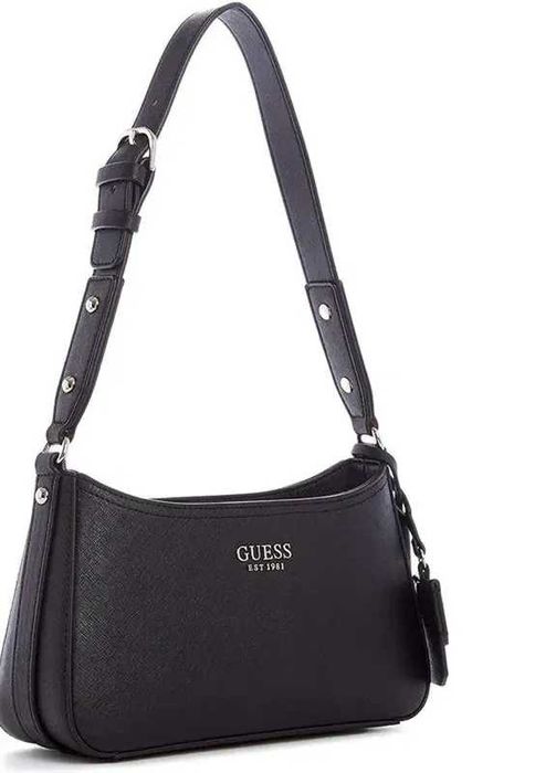 Женская сумка guess багет через плечо черная