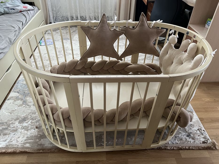 Дитяче ліжечко колиска трансформер 7в1 з маятником