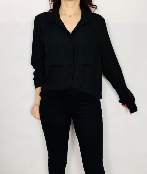 Czarna koszula z kieszeniami M 38 Cubus