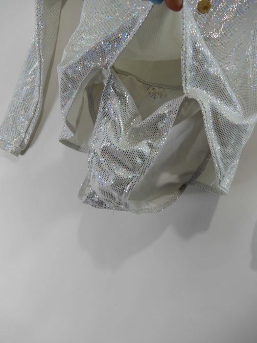 Strój do akrobatyki body gimnastyczne białe mieniące 34 XS 36 S