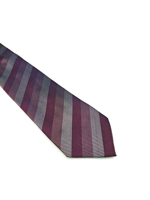 Calvin Klein fioletowy jedwabny krawat w paski wąski paz183