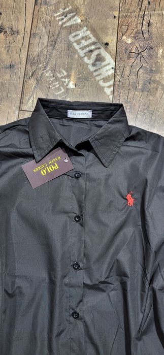 Czarna koszula klasyczna damska bawełna premium oversize uni