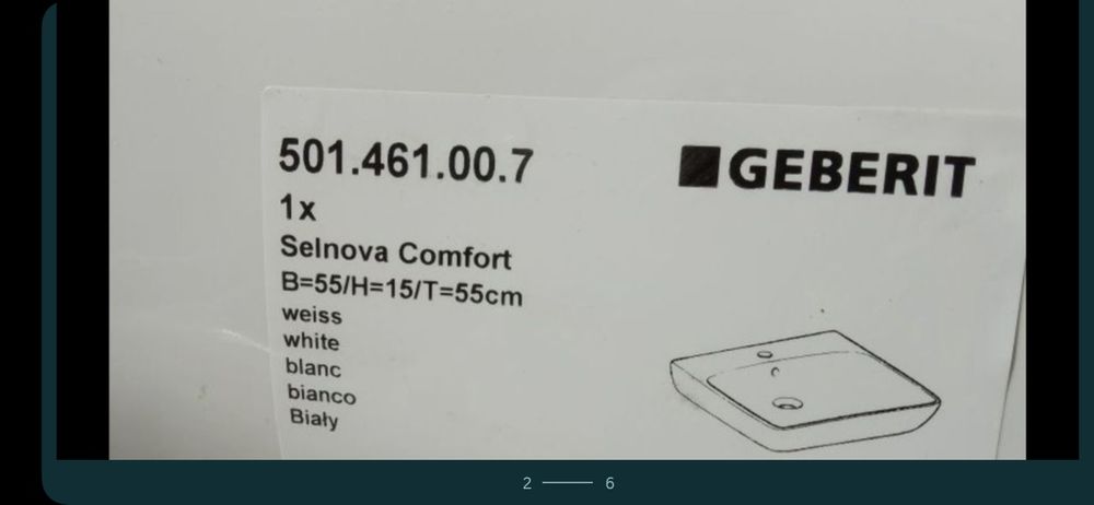 Geberit umywalka Selnova Comfort 55Cm