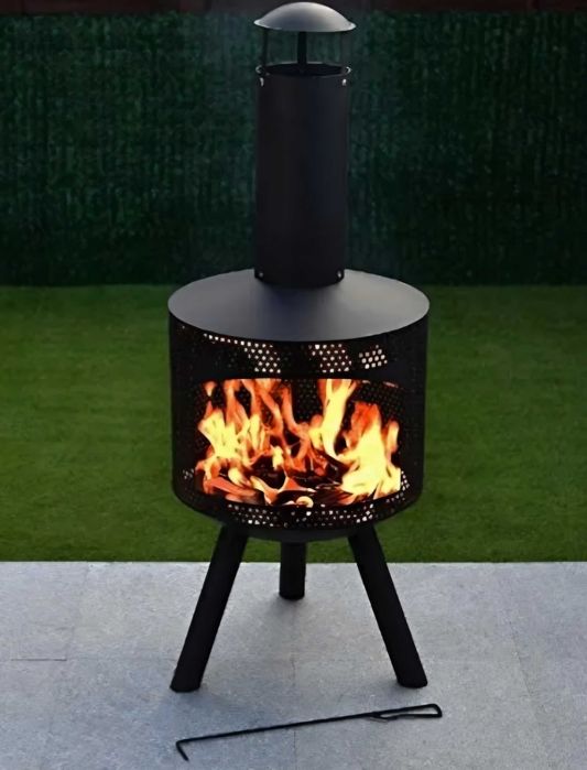 Kominek palenisko ogrodowe na taras patio wysokość 130cm czarny mat