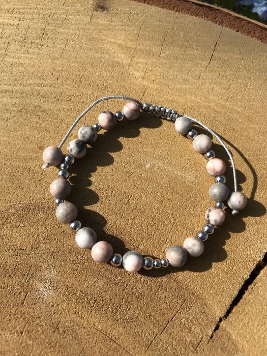 Bransoletka z kamienia Jaspis Zebra oraz stali chirurgicznej