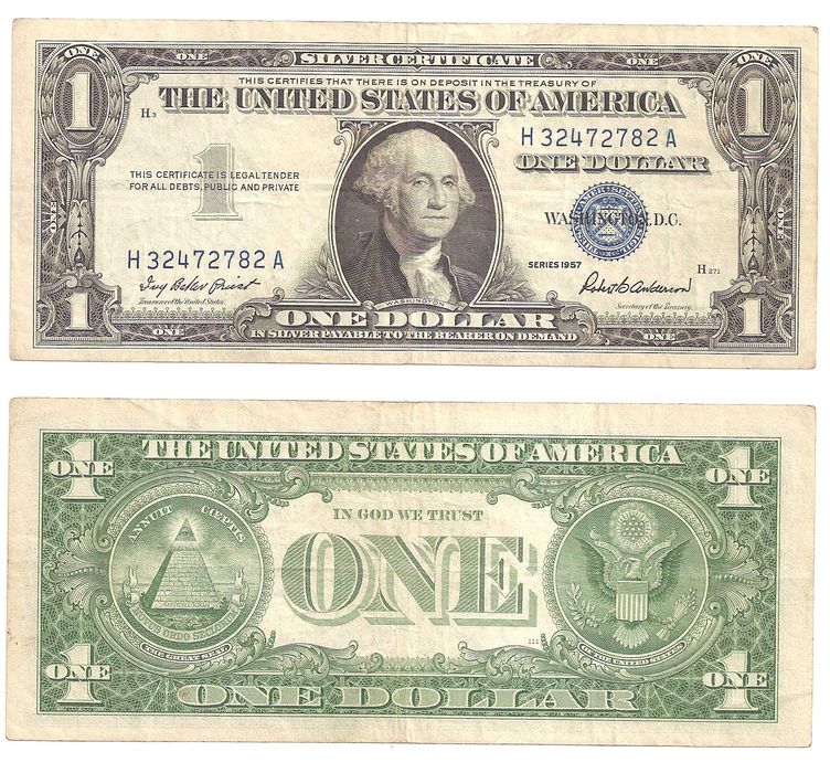 Банкнота 1 Доллар США 1957 год серебряный сертификат