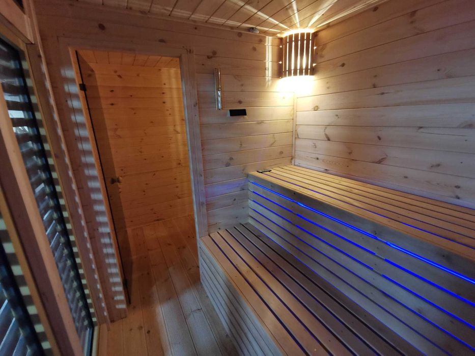 Sauna Ogrodowa 4x2m dwa poziomy ławek Ocieplona Zestaw Raty Leasing