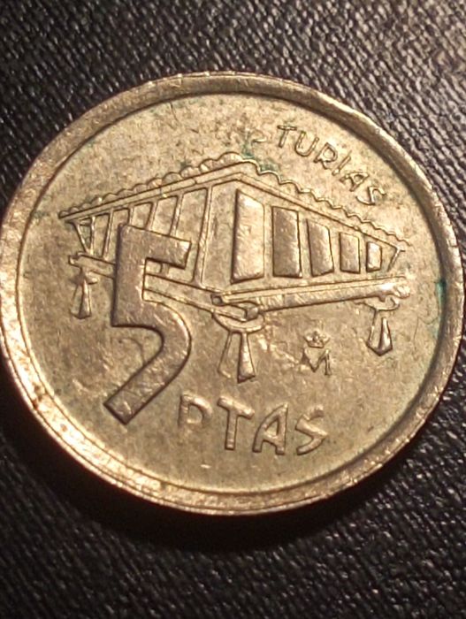 5 pesetas Espanha 1995 - Astúrias - Com erro - Soberba