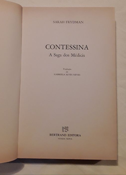 Livro: Contessina, a lenda dos Médicis, de Sarah Frydman