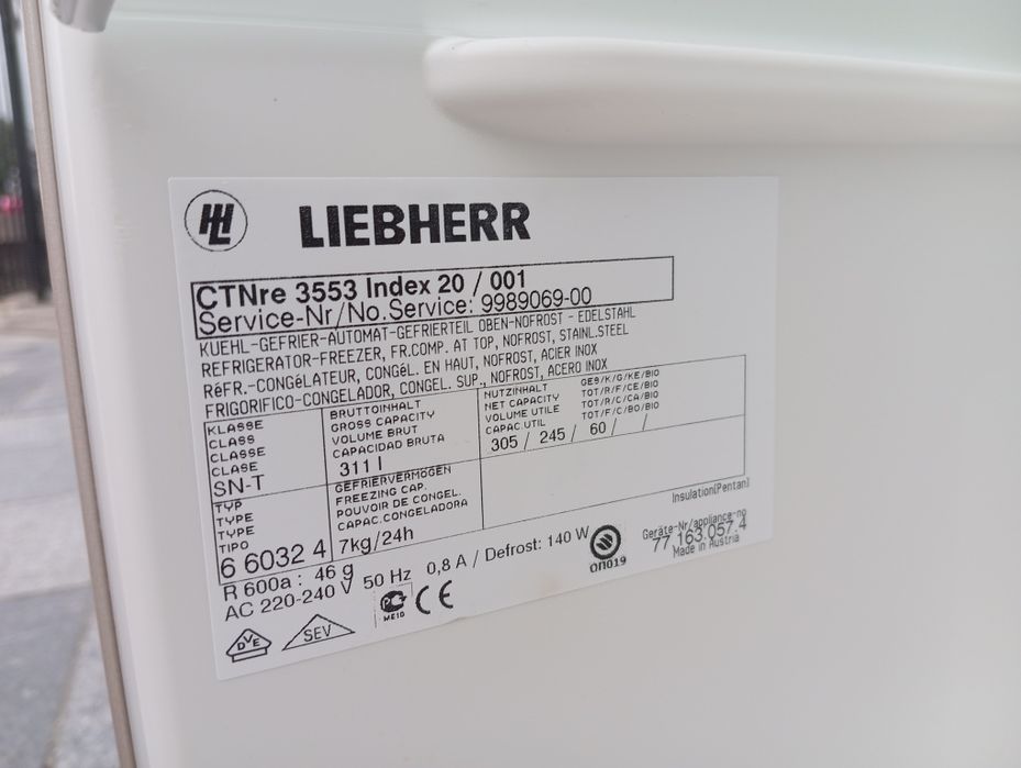 Холодильник Liebherr No-Frost 185см в заводском окрасе из Германии