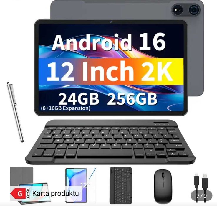 Tablet 12-calowy Android 16, 24GB RAM + 256GB ROM.