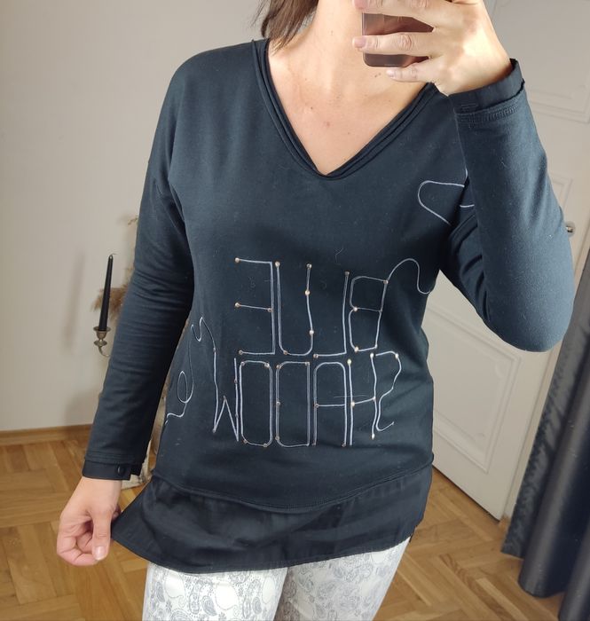 Bluzka z nadrukiem, bawełna, dekolt w szpic