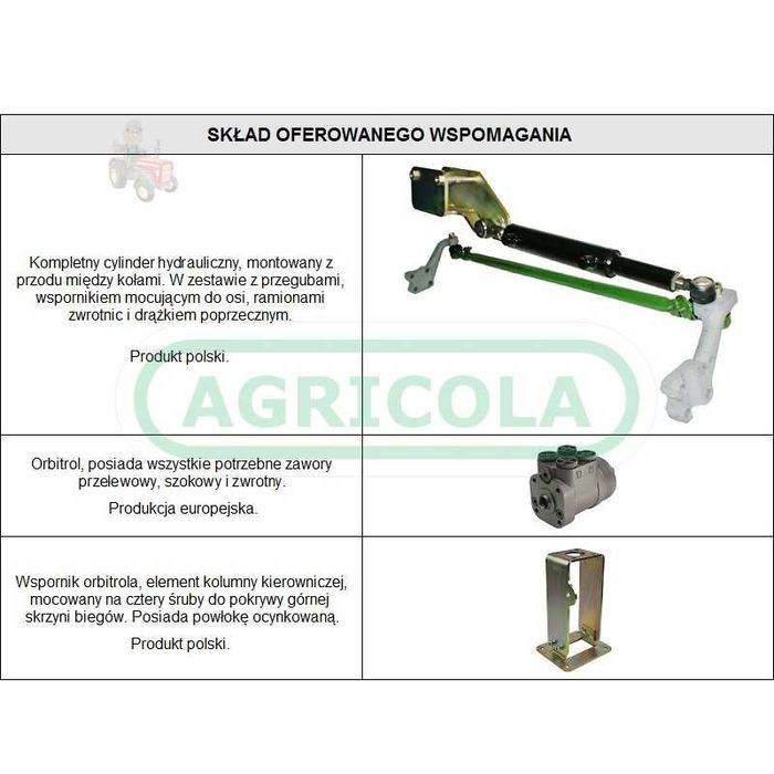 Wspomaganie kierownicy C-330 - siłownik montowany do osi płaskiej
