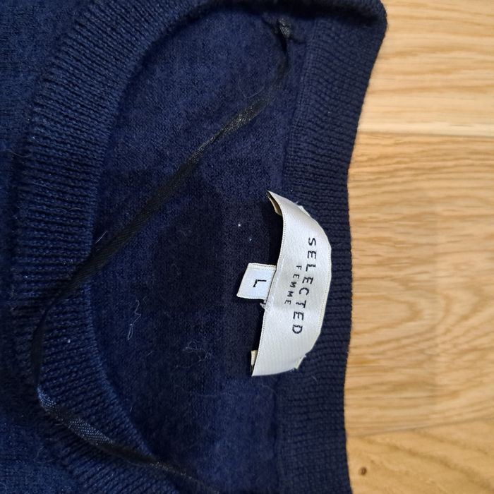 Sweter, bluzka, wełna, Selected, M granatowa