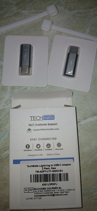 Продам набір із двох перехідників TechMatte Lightning to USB-C