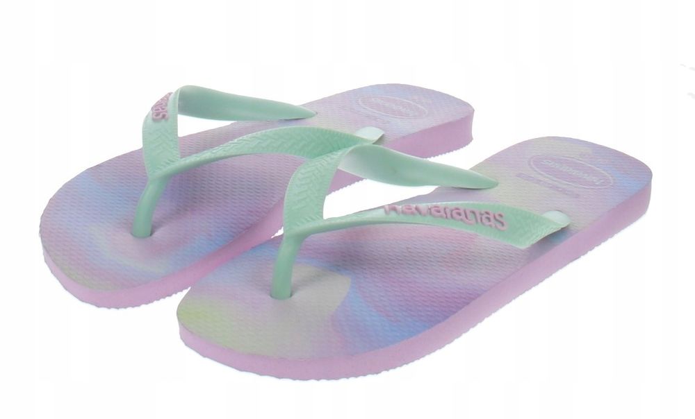 Havaianas damskie japonki pastelowe mint z neonowym napisem 35-36 1j1a
