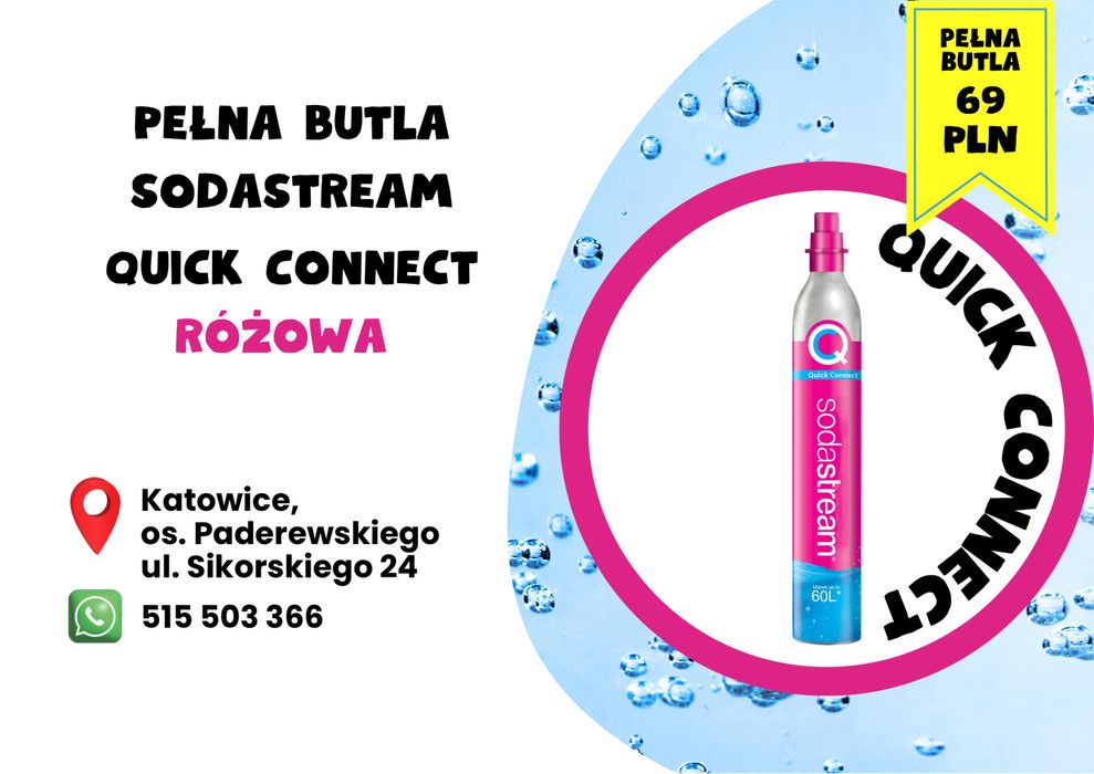 2x Pełna butla SodaStream Quick Connect różowa CO₂ –ORYGINALNA