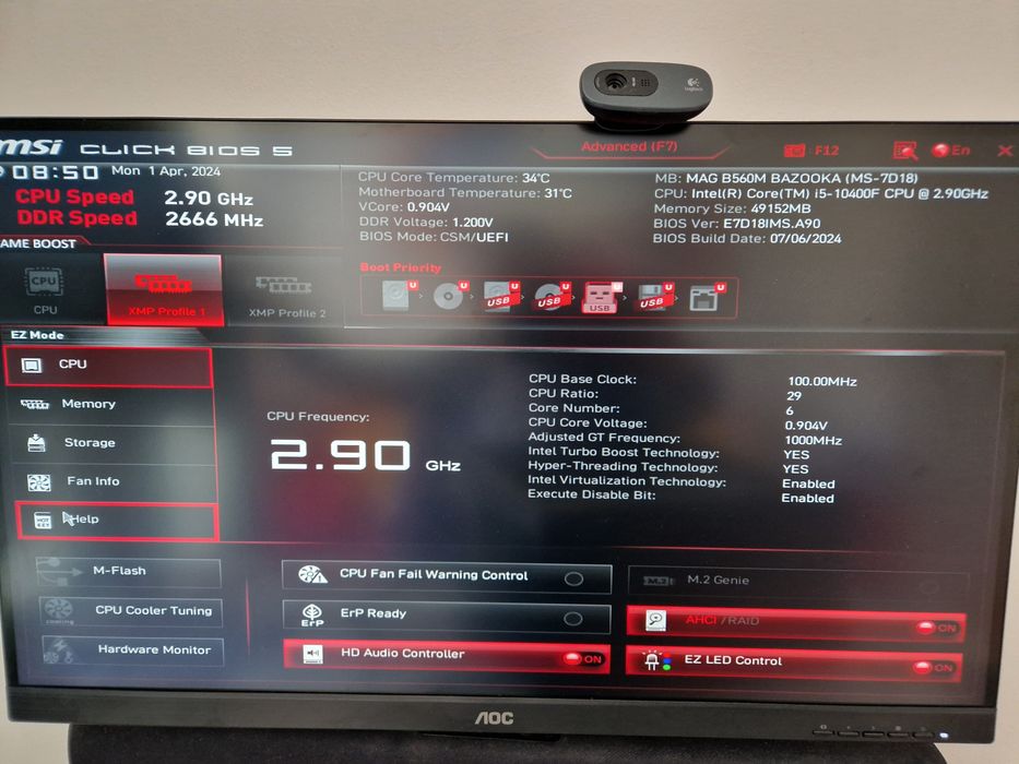 OC komp i5 10400f, MSI Bazooka b560m, GTX1060, DVD-R, BEZ RAMU
