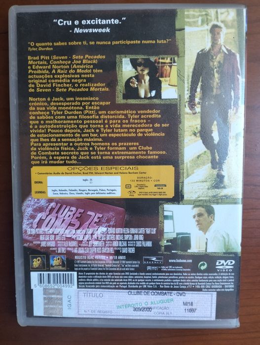 DVD Clube de Combate/Fight Club
