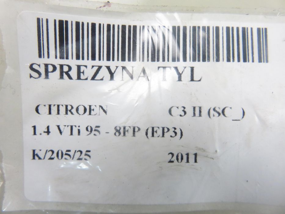 Sprężyna Tył Citroen C3 II (sc_) 1.4 Vti 95 - 8fp (ep3)