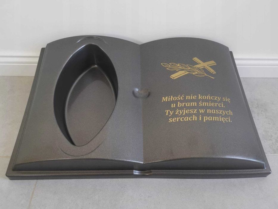 KSIĄŻKA na grób Podkład do kwiatów stroików sztucznych + Doniczka