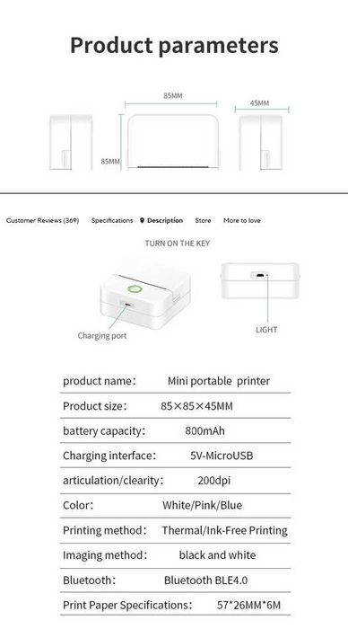 Mini Impressora Térmica Bluetooth Portátil X6